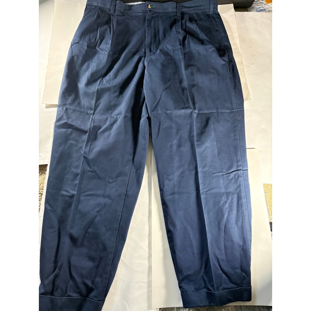 Tommy Hilfiger Men's Navy Blue Chino Pants 42x30 Cuffed Cotton Casual